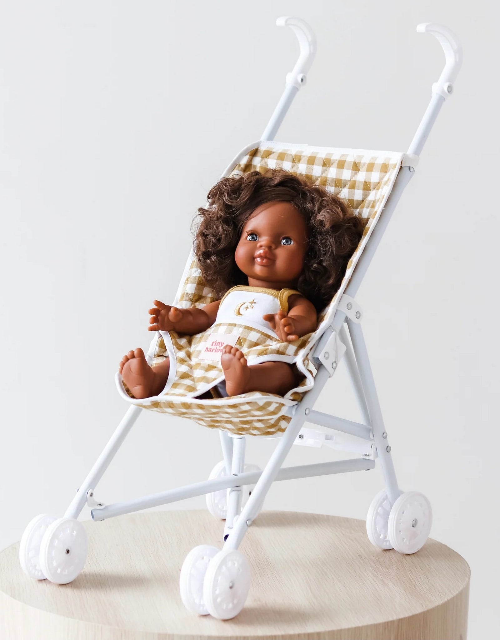 Doll stroller mustard gingham Tiny Harlow Paola Reina