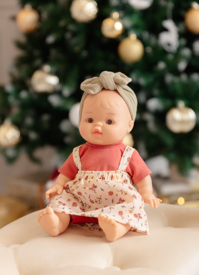 Baby Gordis - Frederica with floral dress-overalls and headband - Paola Reina