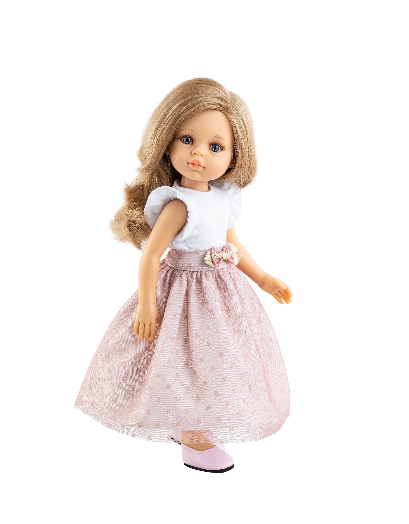 Las Amigas Doll - Clara - White and pink dress with pale pink shoes - Paola Reina