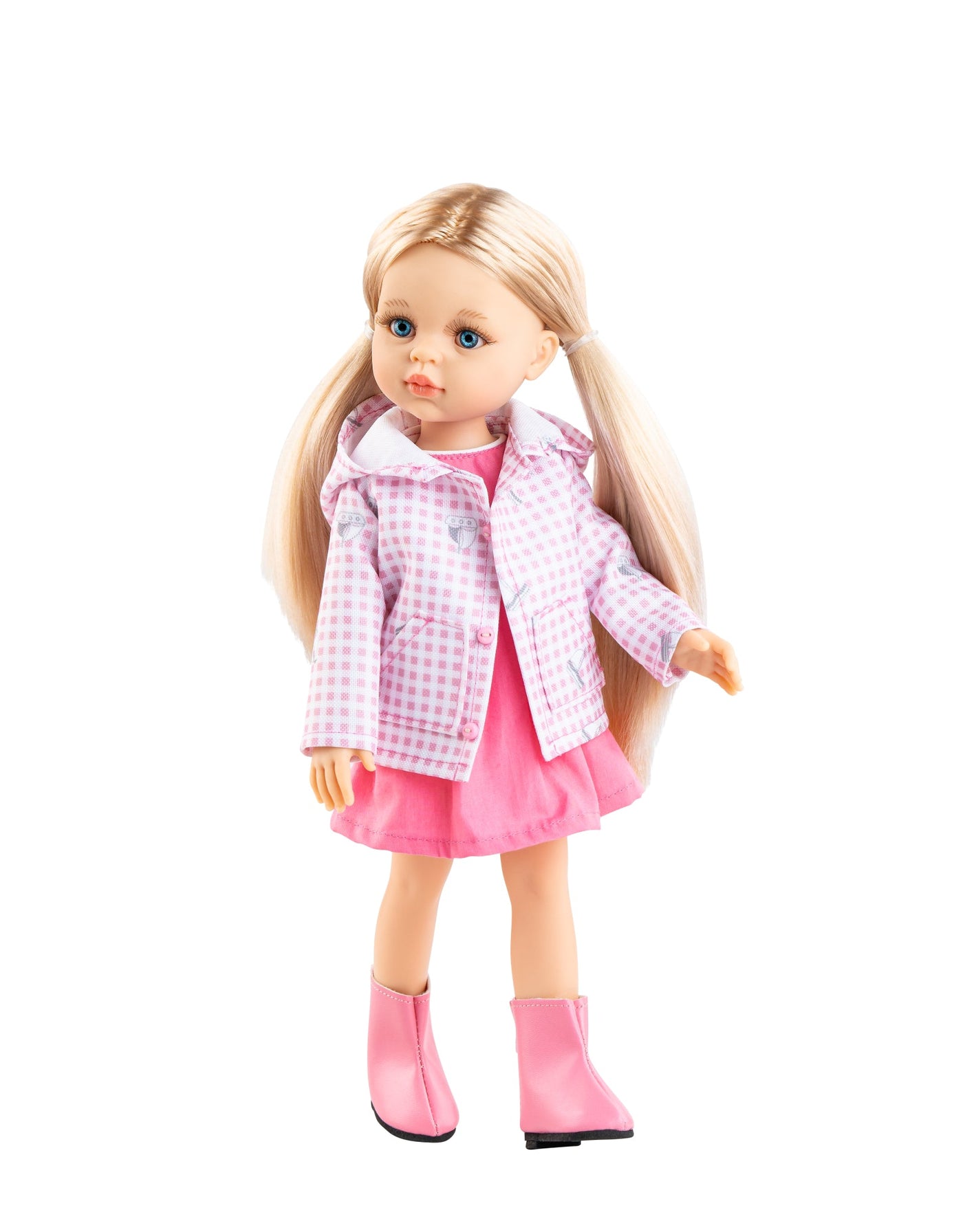 Poupée réaliste Las Amigas Rosa avec manteau et bottes de pluie - Paola Reina