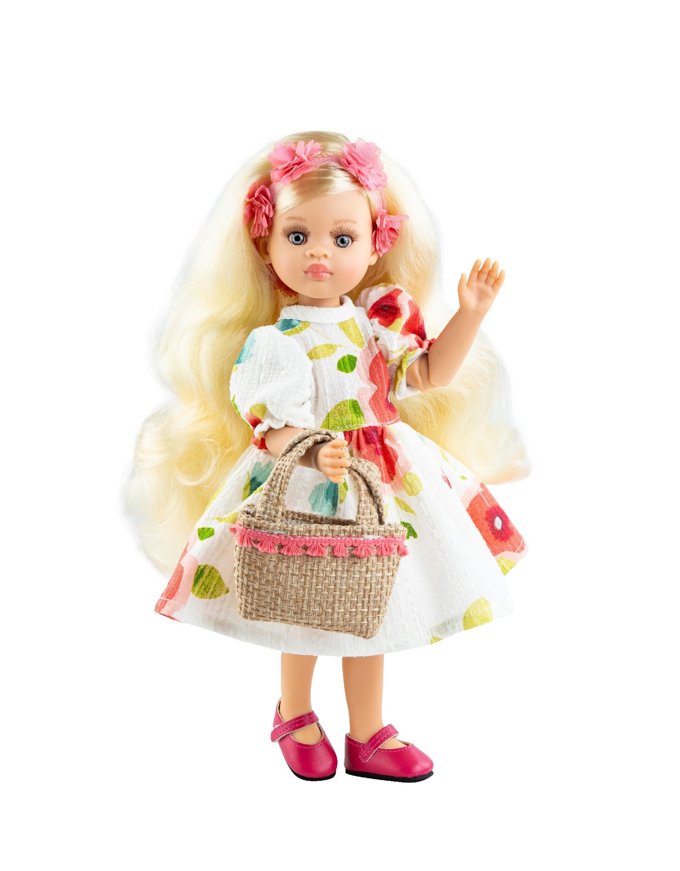 Las Amigas Articulated Doll  - Isabella - White dress, headband, bag and red shoes - Paola Reina