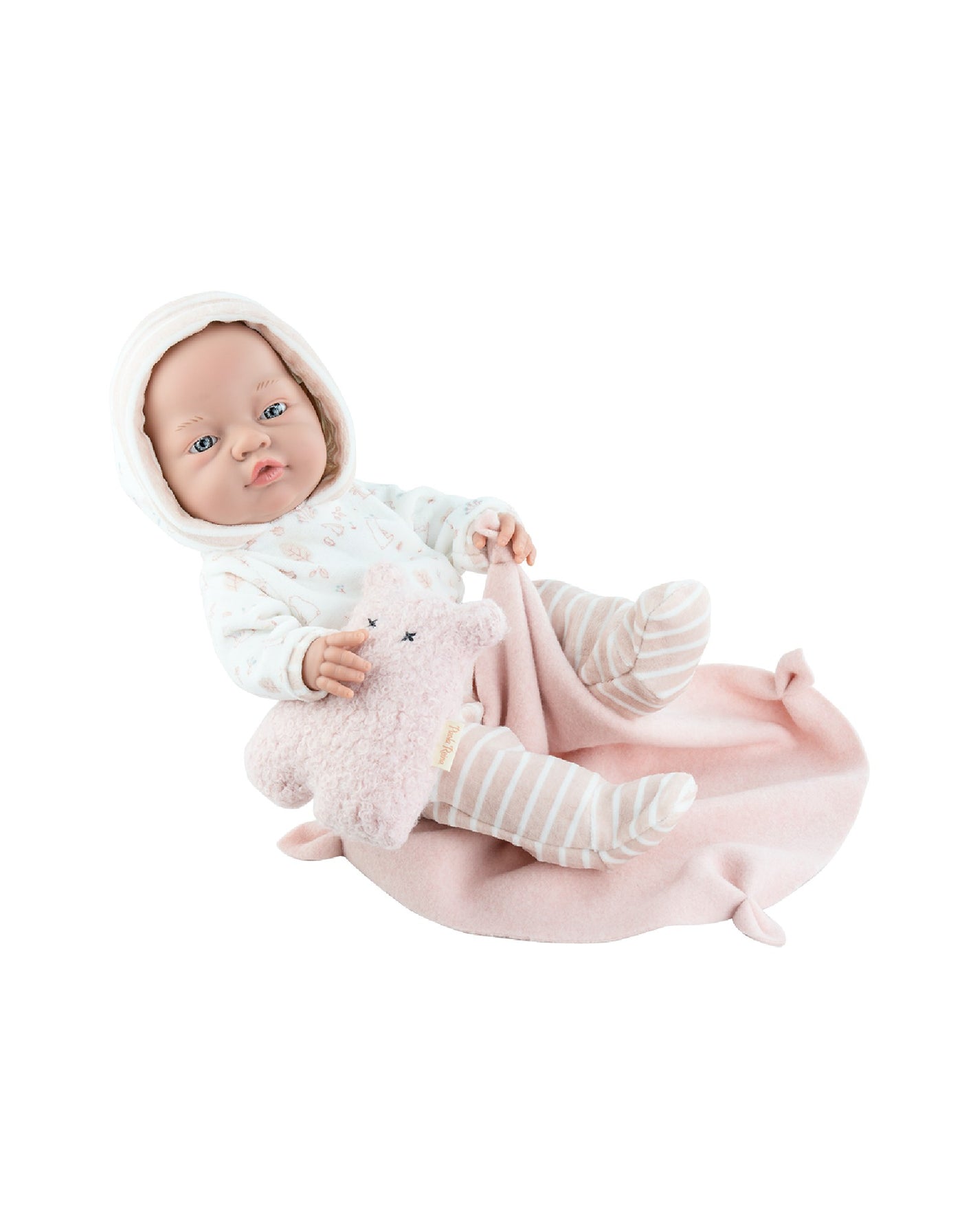 Los Bebitos Doll - Baby girl with pyjamas, teddy bear and pink blanket - Paola Reina