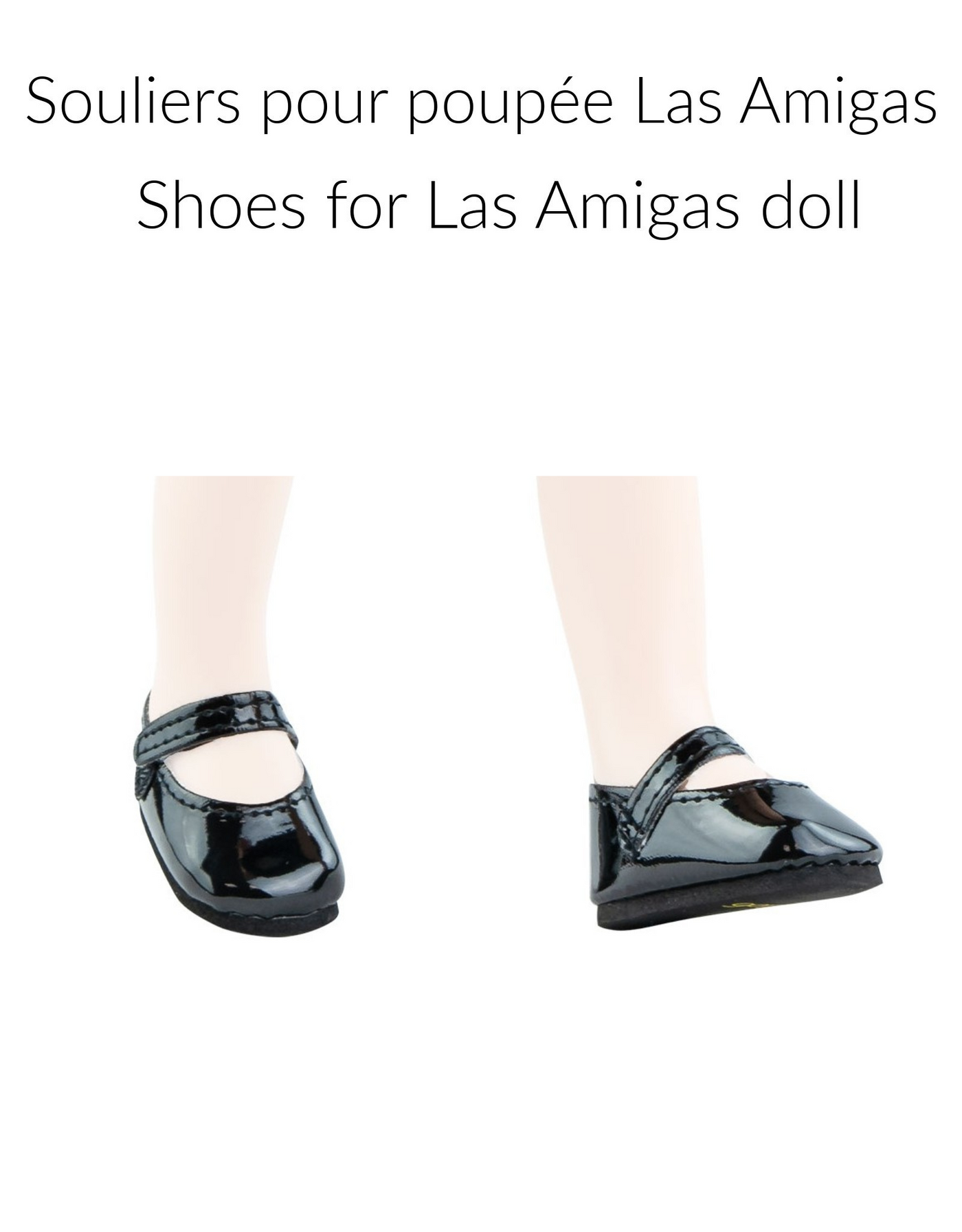 Las Amigas Doll Shoes - Black faux leather slipper - Paola Reina