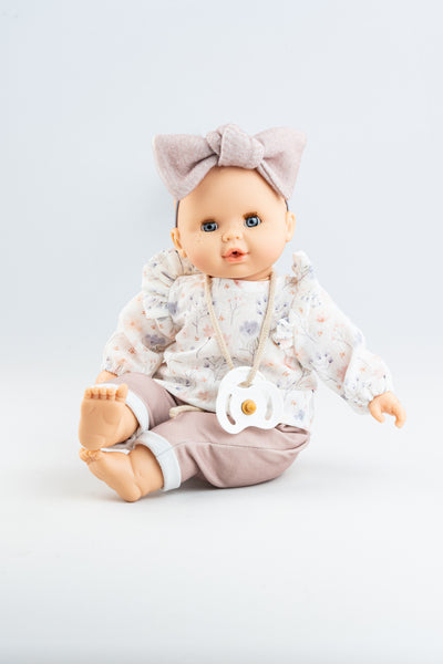 Alex & Sonia doll - Doll with floral sweater, pants and bow - Paola Reina