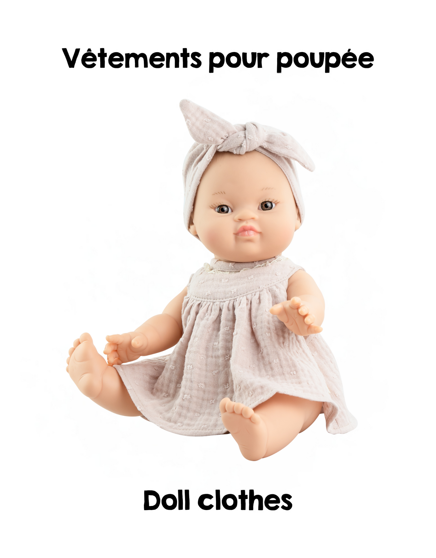 Gordis Doll Clothing - Antique Pink Dress with Matching Johana Headband - Paola Reina