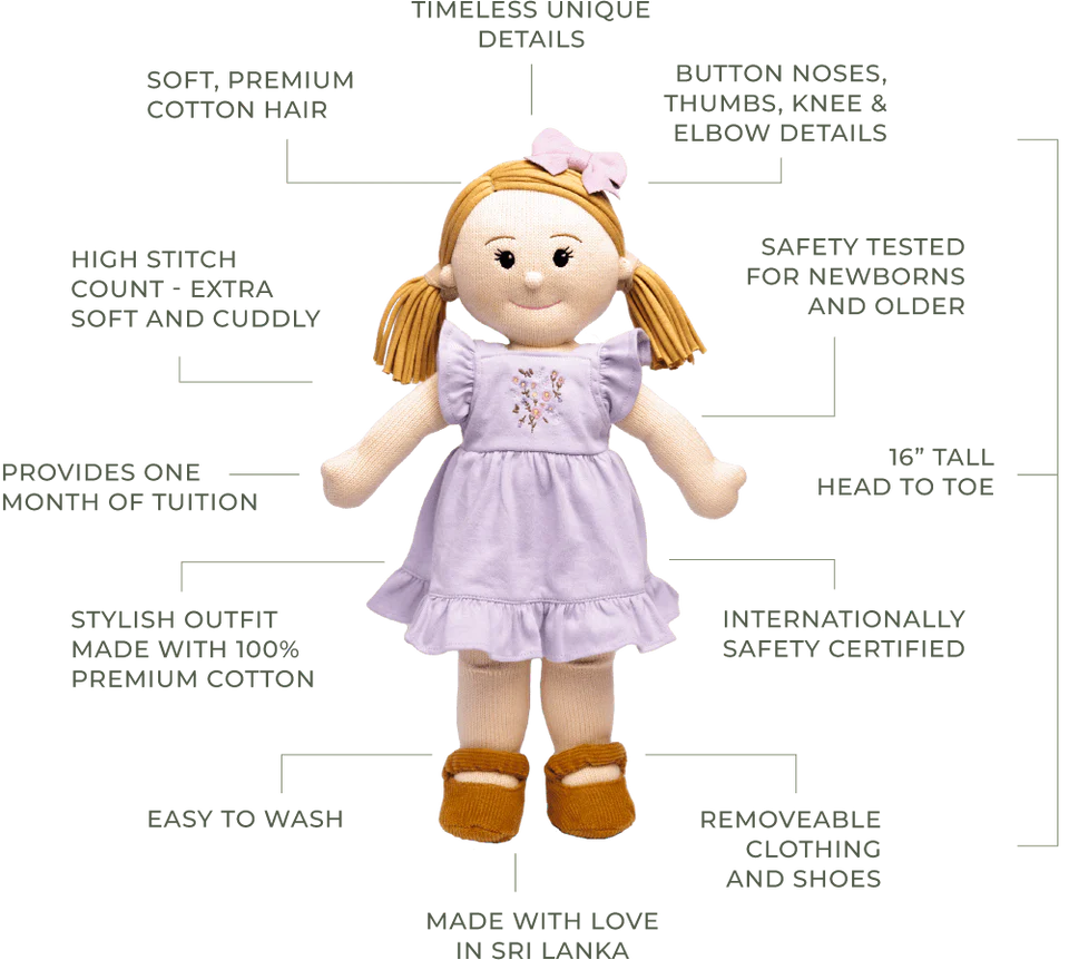 Handknitted doll - Penelope - Clementine Collective