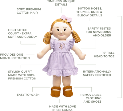 Handknitted doll - Penelope - Clementine Collective