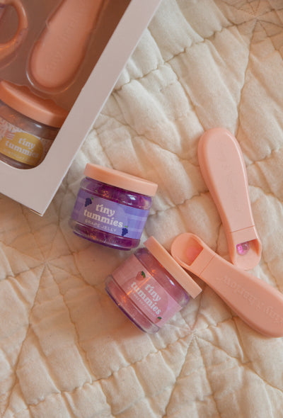 Tiny tummies - Strawberry custard jar and spoon set - Tiny harlow