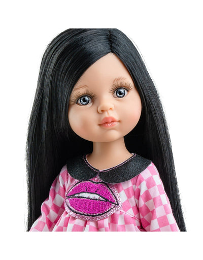 Las Amigas Doll - Carina with pink plaid dress - Paola Reina