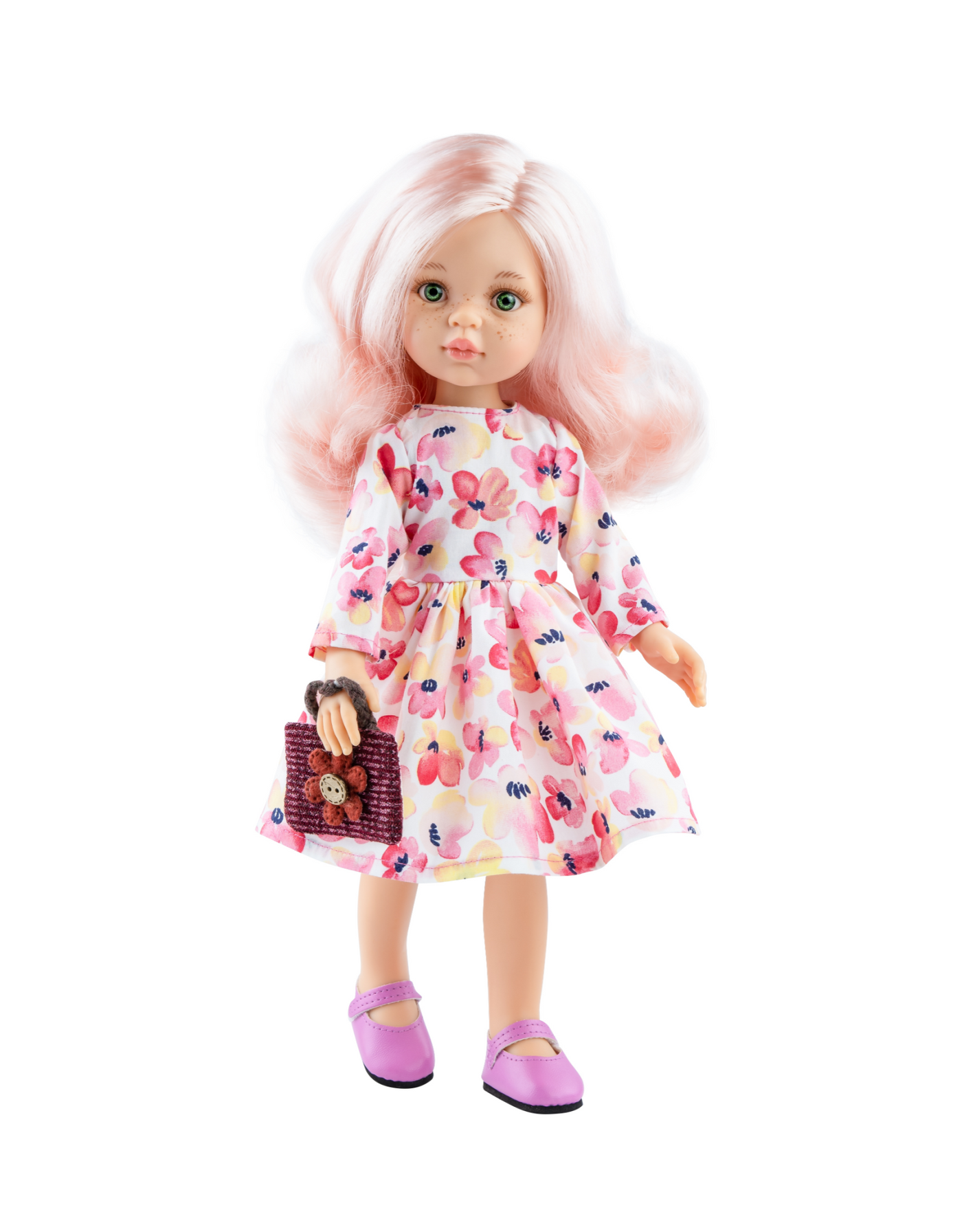 Las Amigas doll - Pink hair and flowered pastel dress - Rosa - Paola Reina