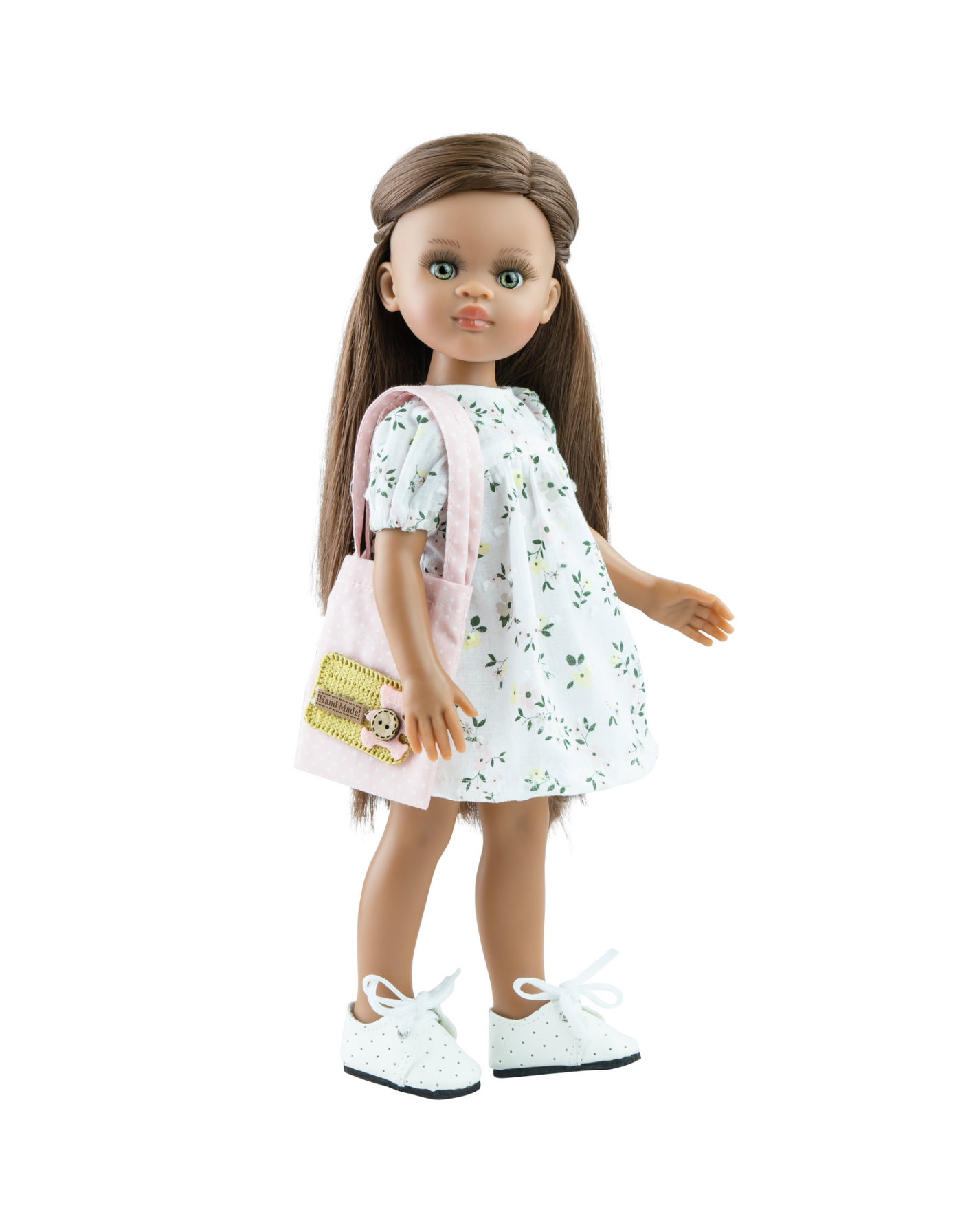 Las Amigas Doll Clothing White floral dress and pink handbag Paola Paola Reina