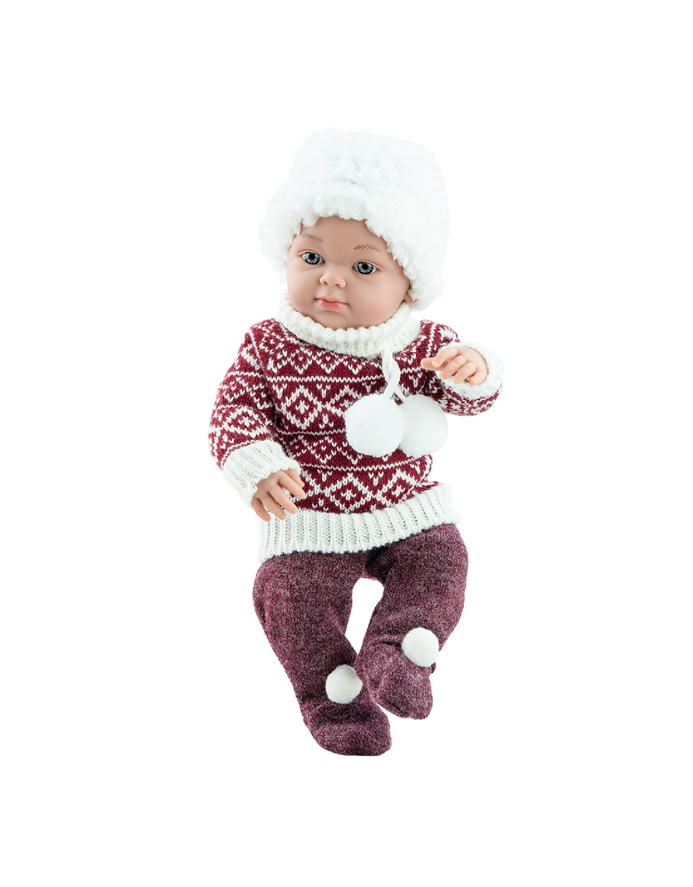Mini Pikolines Doll - Baby boy with wool sweater and white hat - Paola Reina