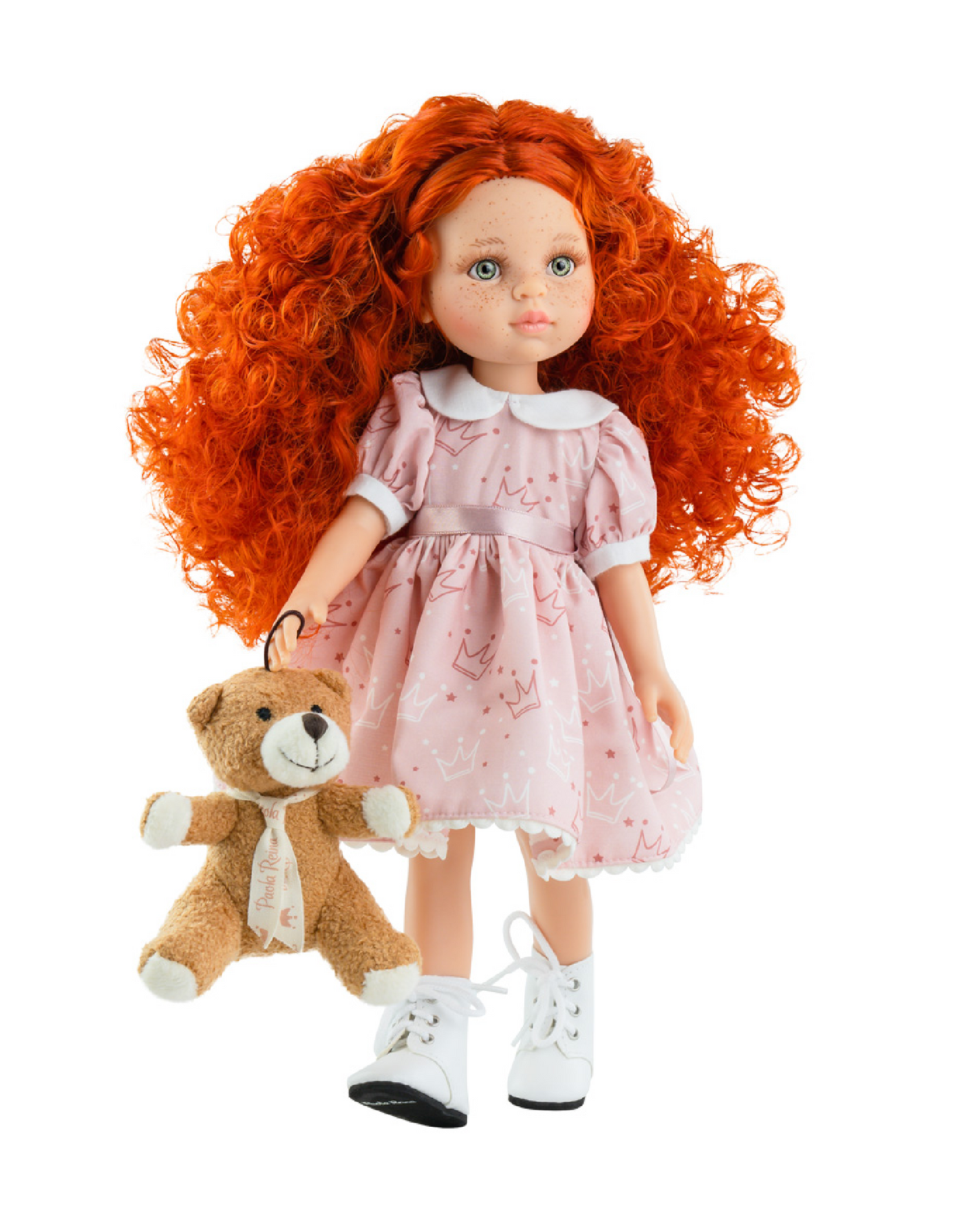 Las Amigas Doll - Margot pink dress & her teddy bear - Paola Reina