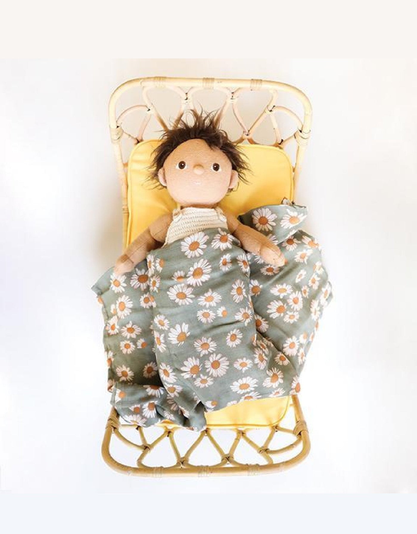 Rattan doll bed - White - Poppie Toys