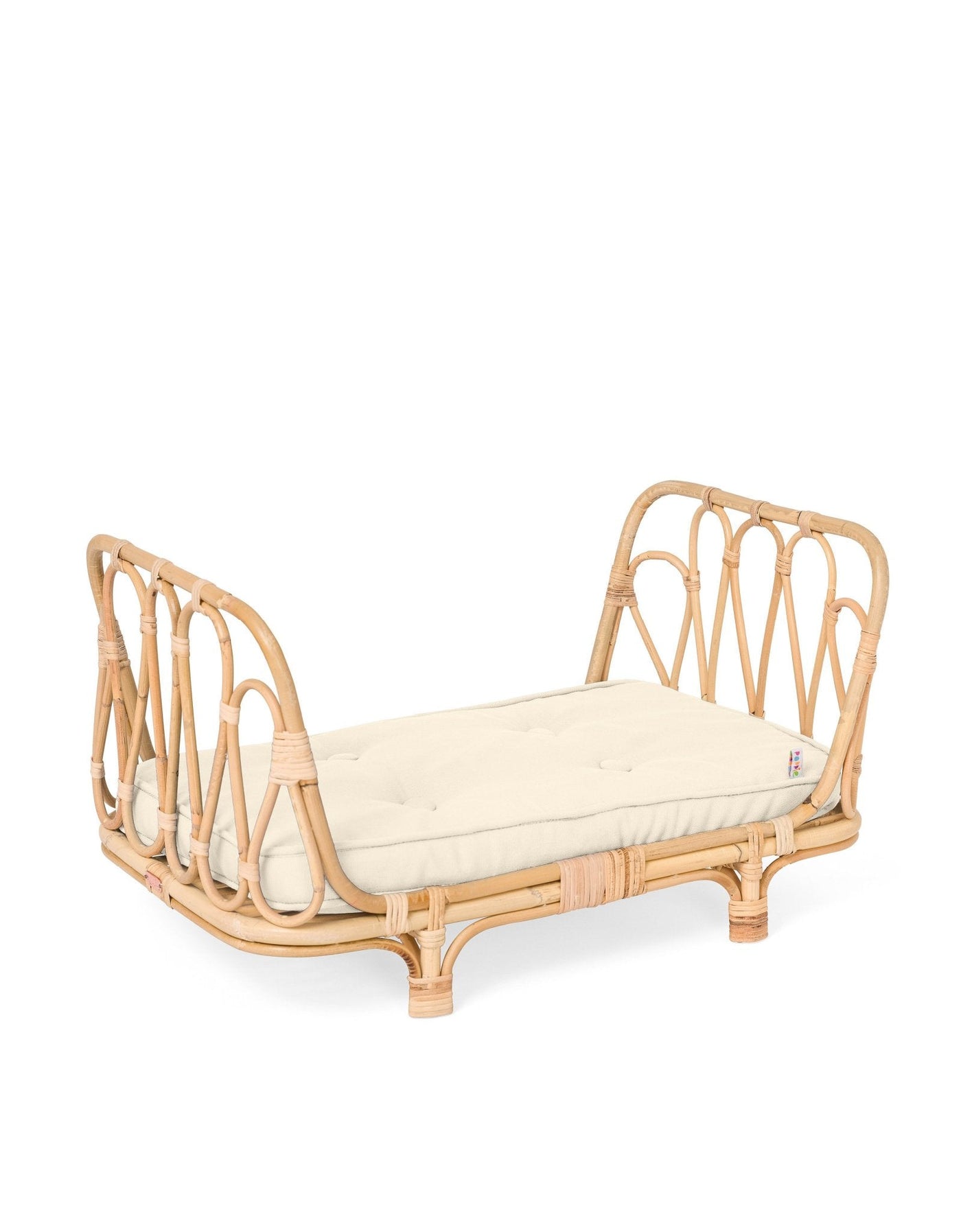 Rattan doll bed - White - Poppie Toys